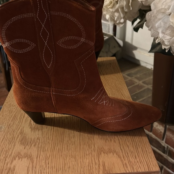 Anthropologie Silent D Taites Cowboy Boots Kitten Heeled Boots Taupe Size 40 - Picture 6 of 13